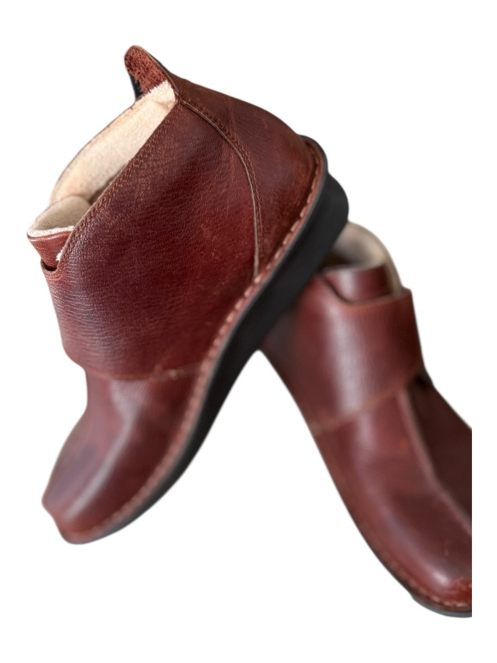 Alegria Women’s Brown Leather Slip-On Casual Boots
